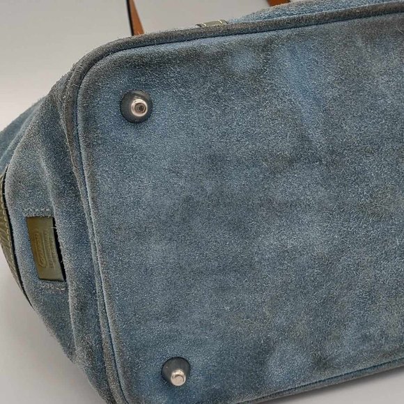 COACH Ltd. Ed. Hamptons Blue Suede w/green patent handles tote - Picture 7 of 9